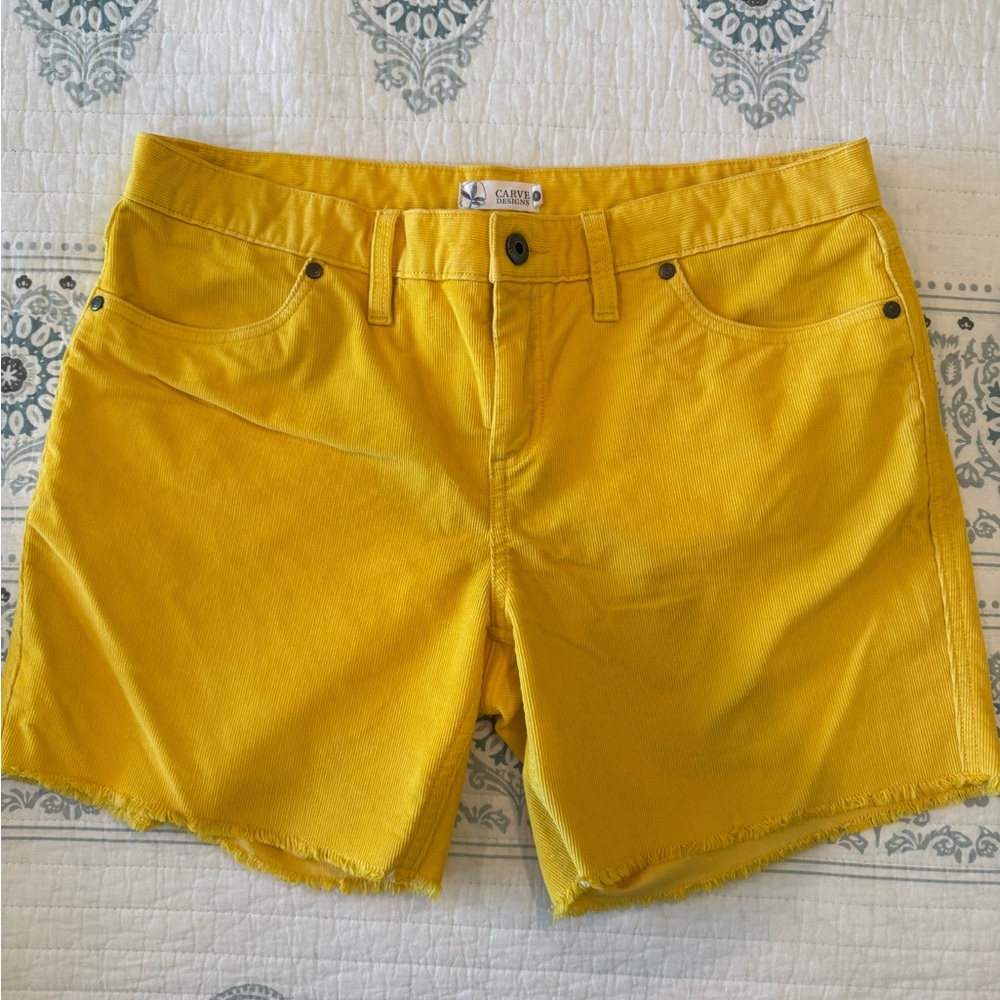 Carve Designs Oahu Yellow Courdoroy Shorts 6” inseam